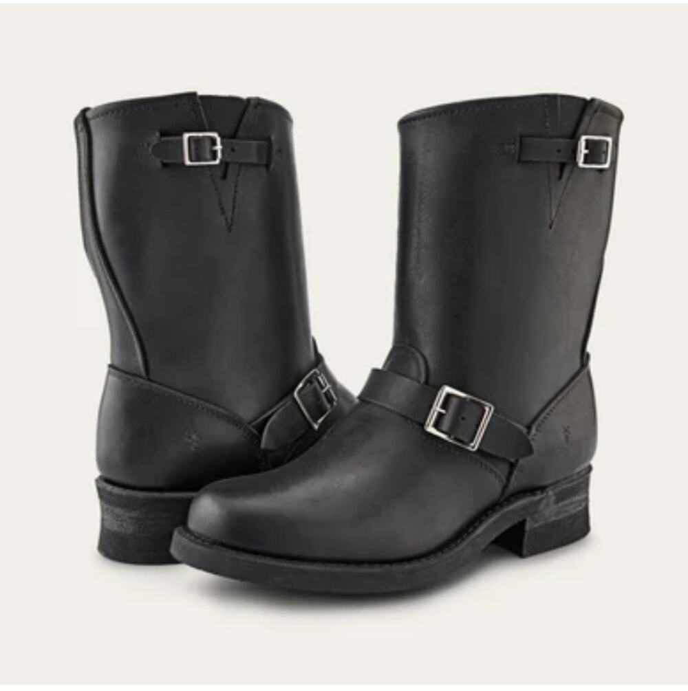 Frye Engineer 12R Leather Boots Black Size 8.5